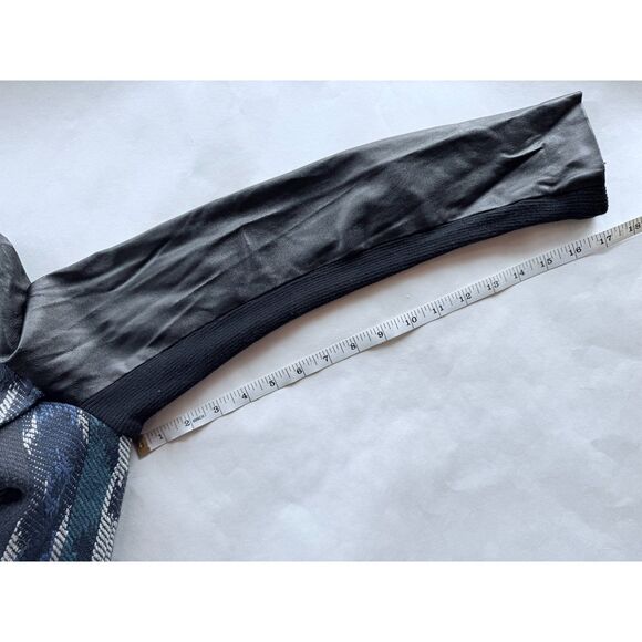 Ella Moss Faux Leather Sleeve Woven Blanket Boho Moto Jacket Ikat Aztec Navajo S - Picture 12 of 12